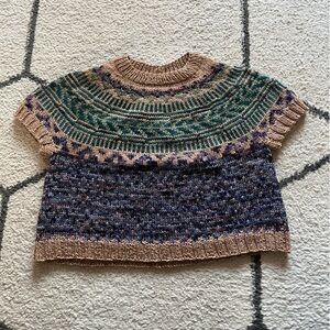 Hand Knit Fair Isle Artisan Women Nordic Cropped Sweater XS Read Meas*